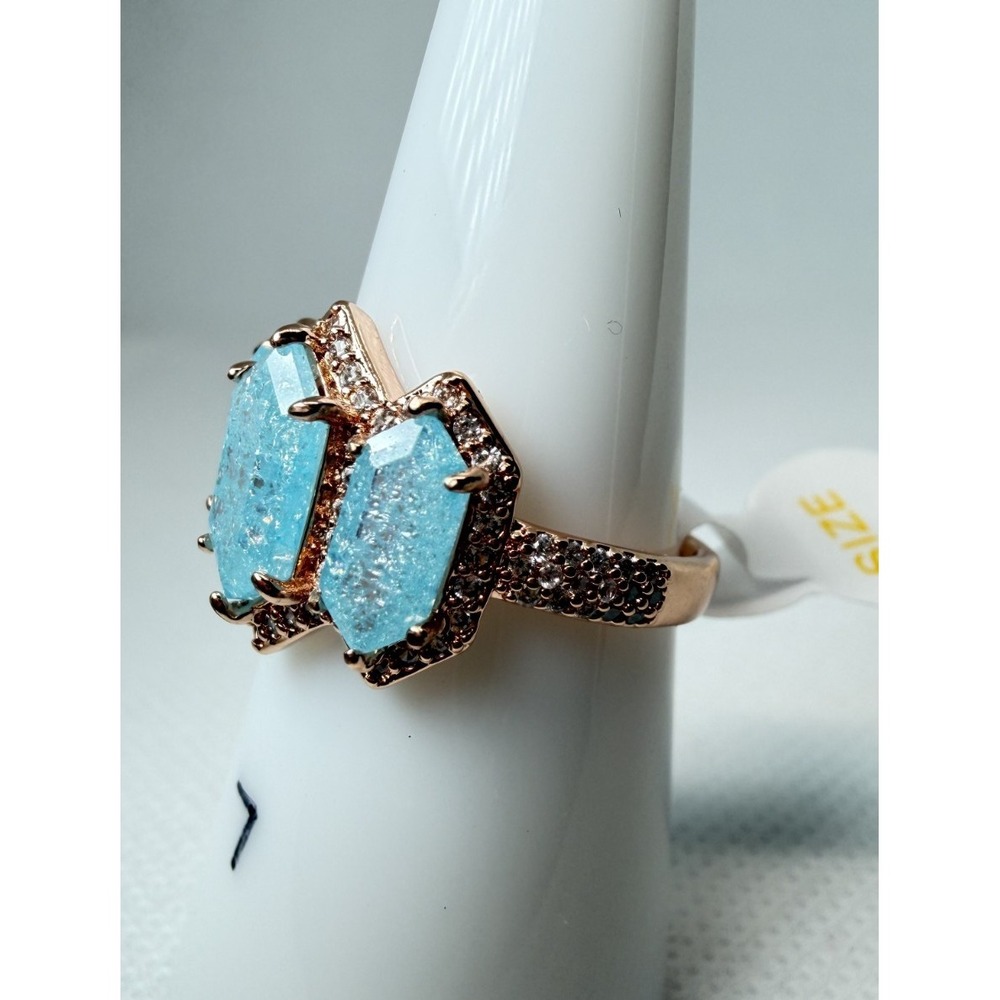 Bomb Party Delicately Decadent Aquamarine Ice Crystal Ring RG34723 Rose Gold 7 - Picture 3 of 5